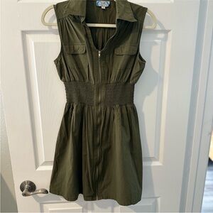 J. Gee Olive Utility Zip Front Cotton Dress Size M